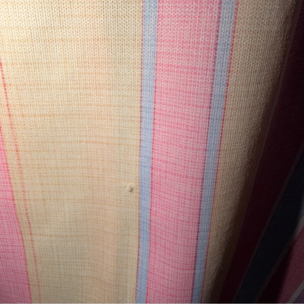 Vintage Pastel Striped Button Up Blouse Pink Yellow Short Sleeve L - Picture 6 of 9